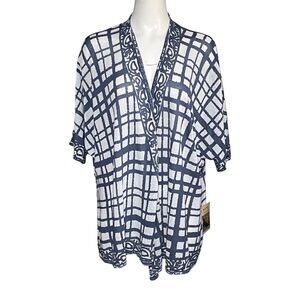 Habitat Clothes To Live In Womens Size XL Open Front Cardigan Sweater Blue Boxy